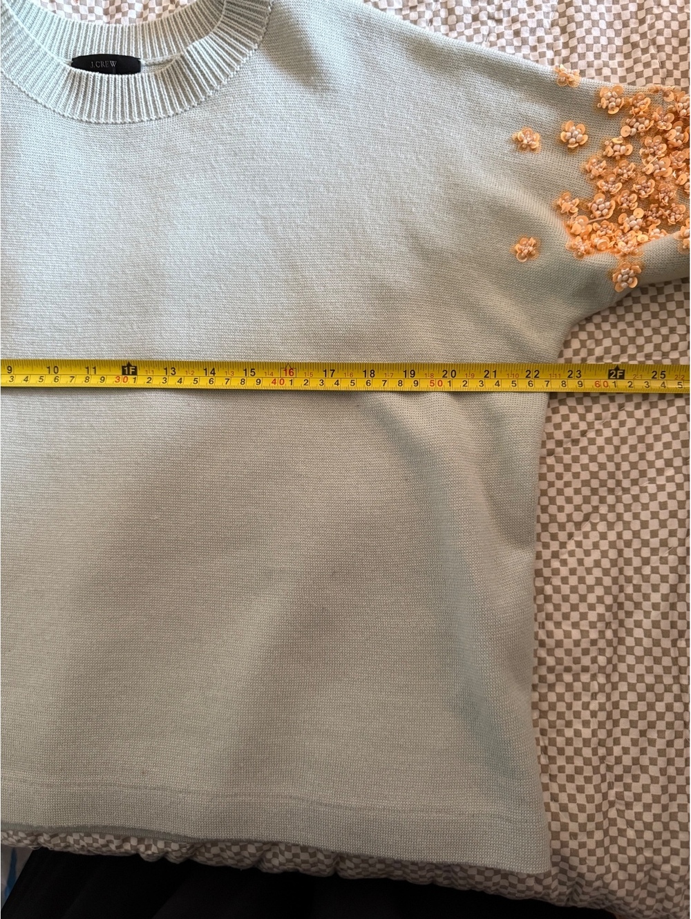 J.Crew Women’s Embellished Wool Blend Sweater Size M Sage Green Sequin Floral - Picture 2 of 8